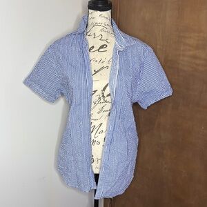 DENIM & FLOWER | Blue Striped Shirt | S